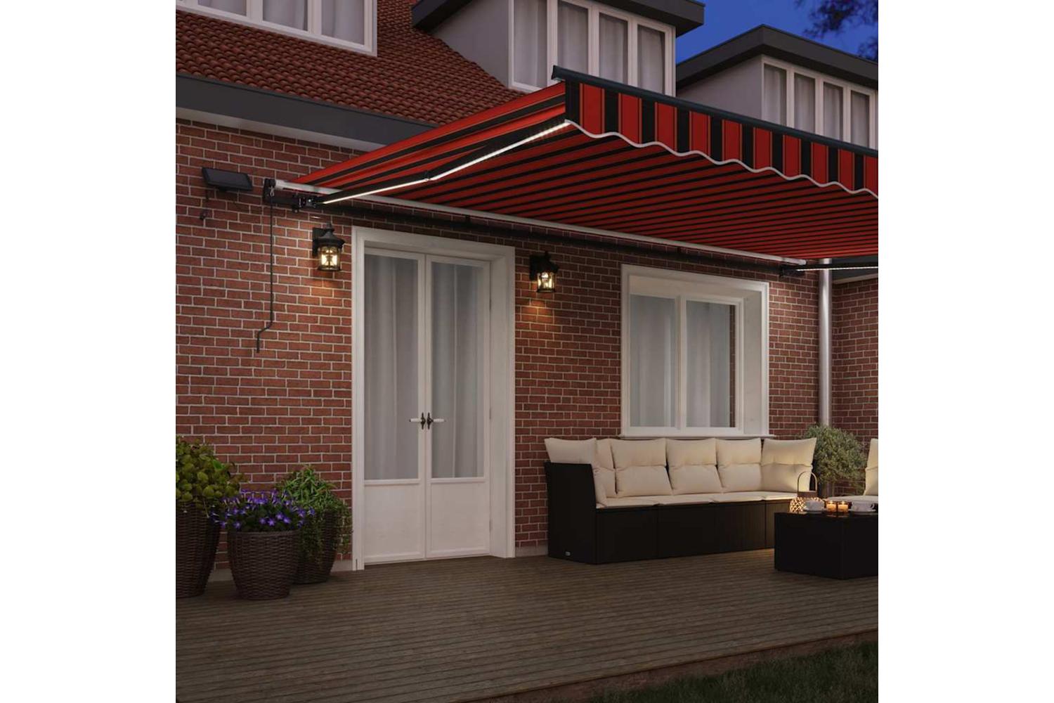 Vidaxl Retractable Awning Manual Orange And Brown 500 X 350 Cm Fabric-3