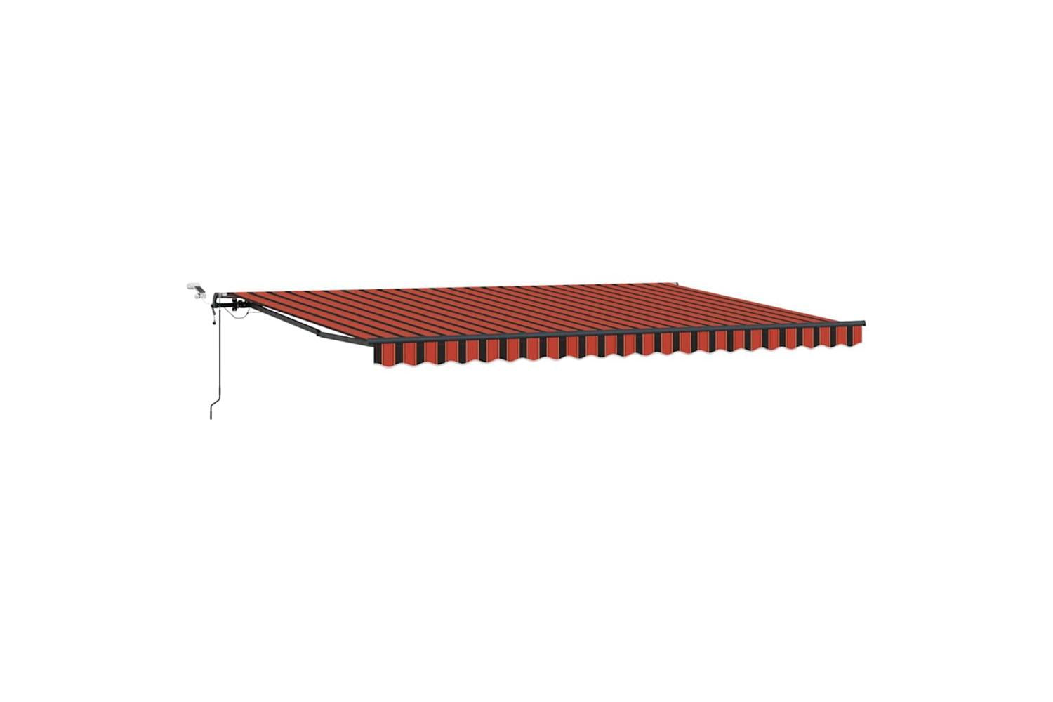Vidaxl Retractable Awning With Orange And Brown 500 X 350 Cm Fabric-2