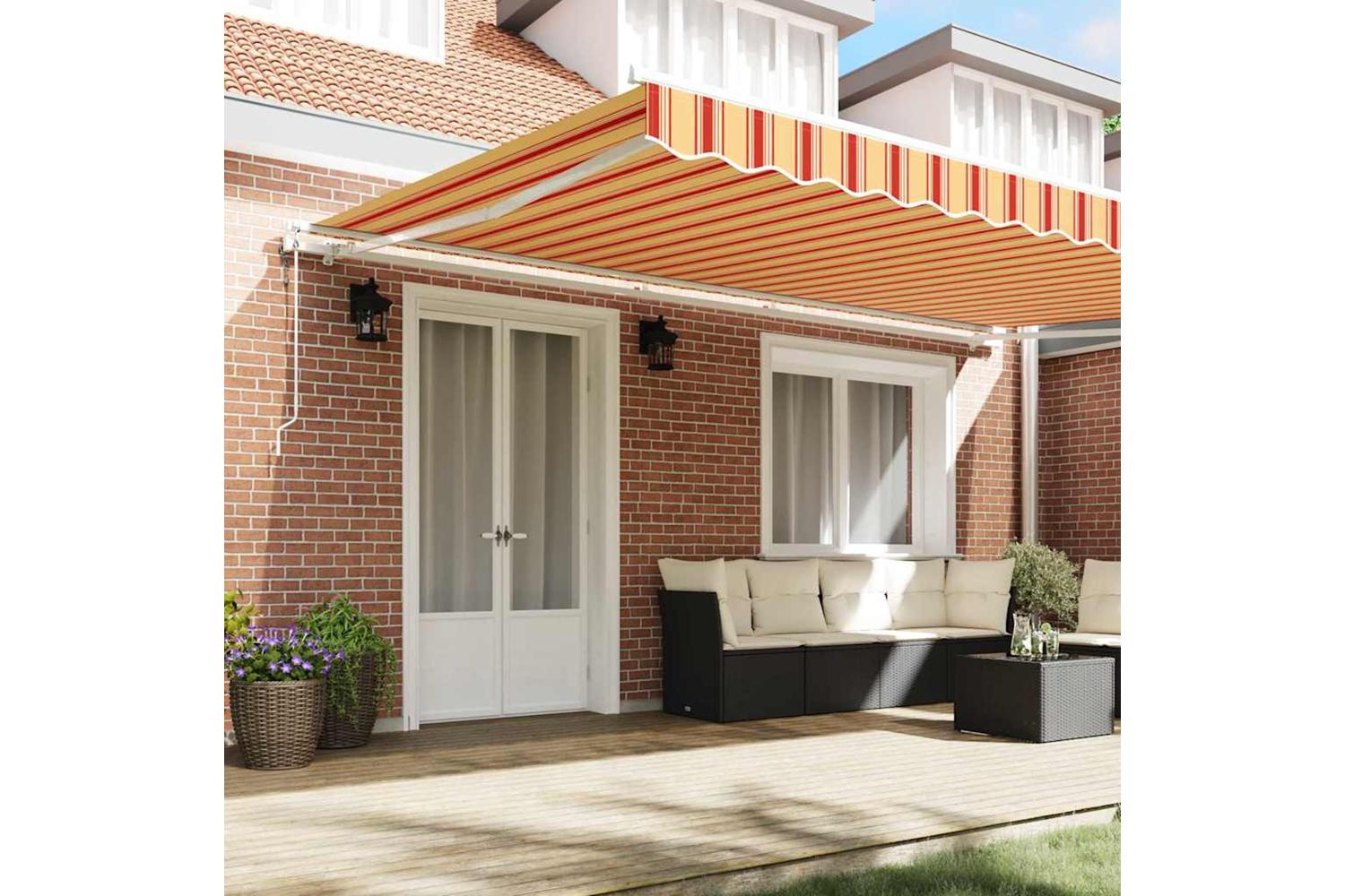 Vidaxl Retractable Awning 500 X 350 Cm Yellow And Orange-3