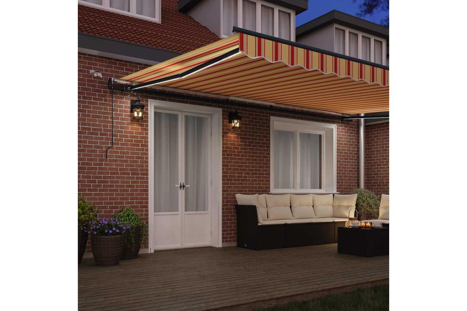 Vidaxl Retractable Awning With Yellow And Orange 500 X 350 Cm Fabric-3