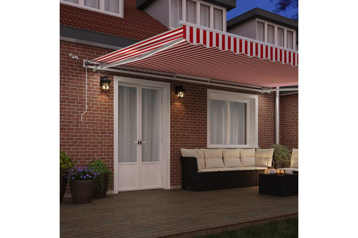 Vidaxl Retractable Awning Red And White 500 X 350 Cm Fabric And Metal-3