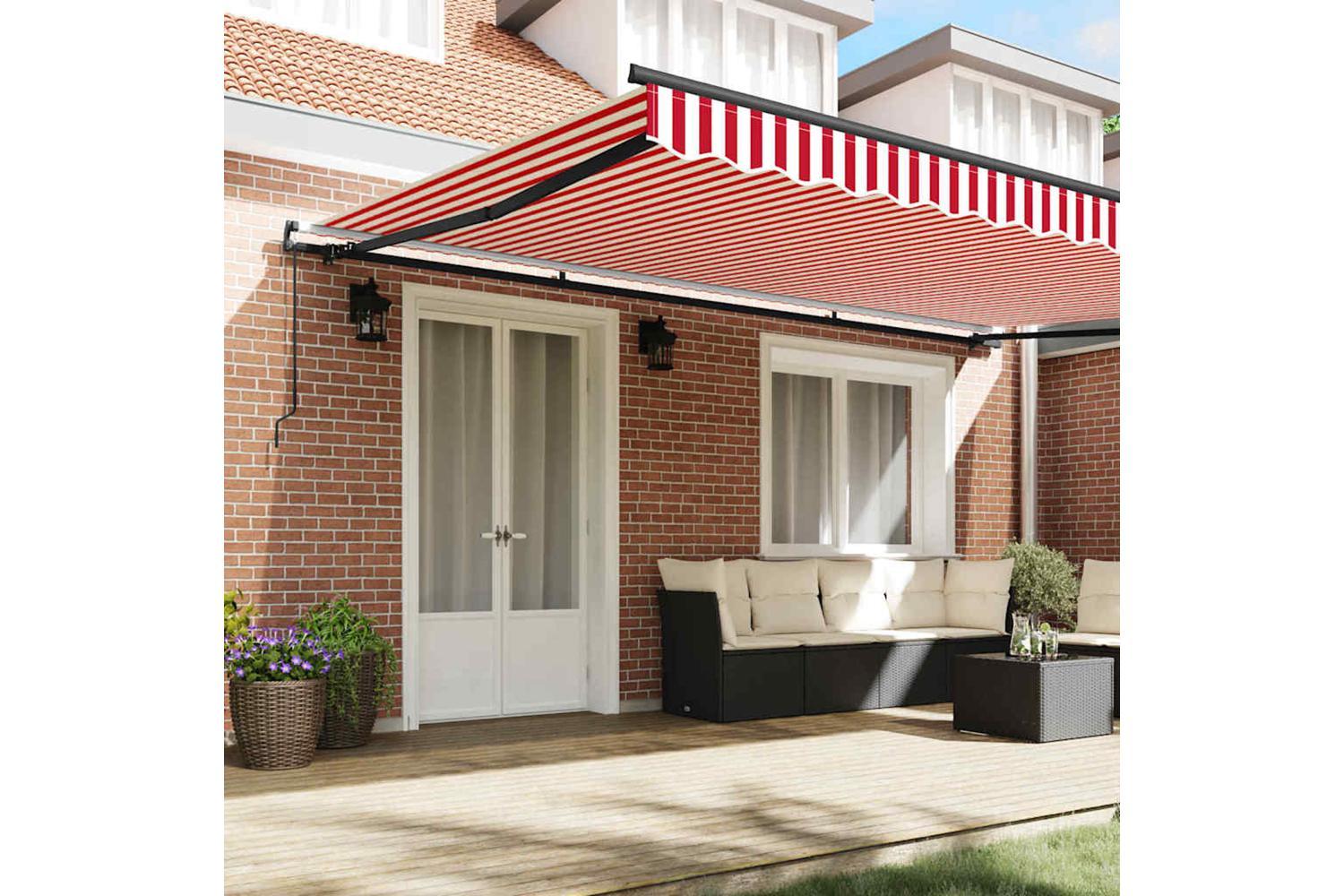 Vidaxl Retractable Awning Red And White Red And White 500 X 350 Cm-3