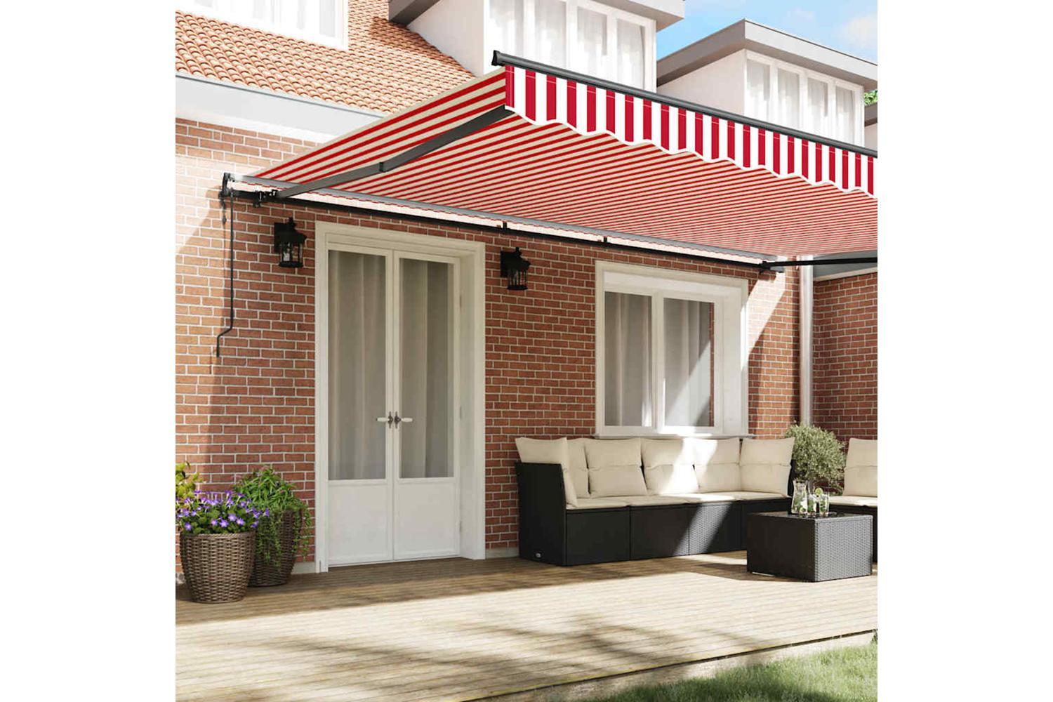 Vidaxl Retractable Awning Red And White 500 X 350 Cm Fabric-3