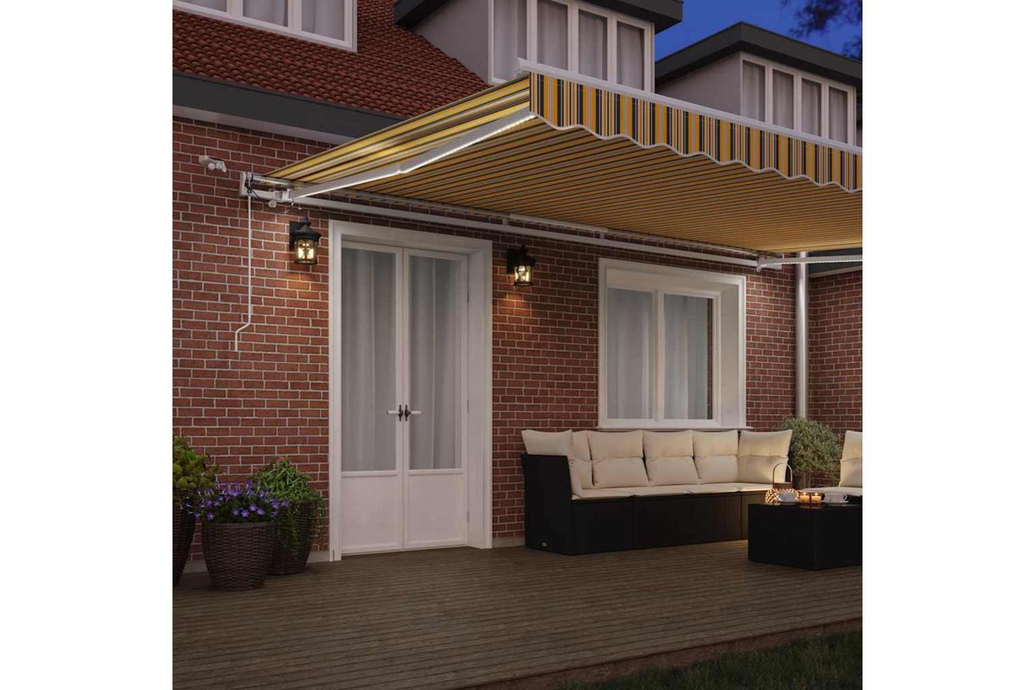 Vidaxl Retractable Awning Multicolour 500 X 350 Cm Fabric And Metal-3