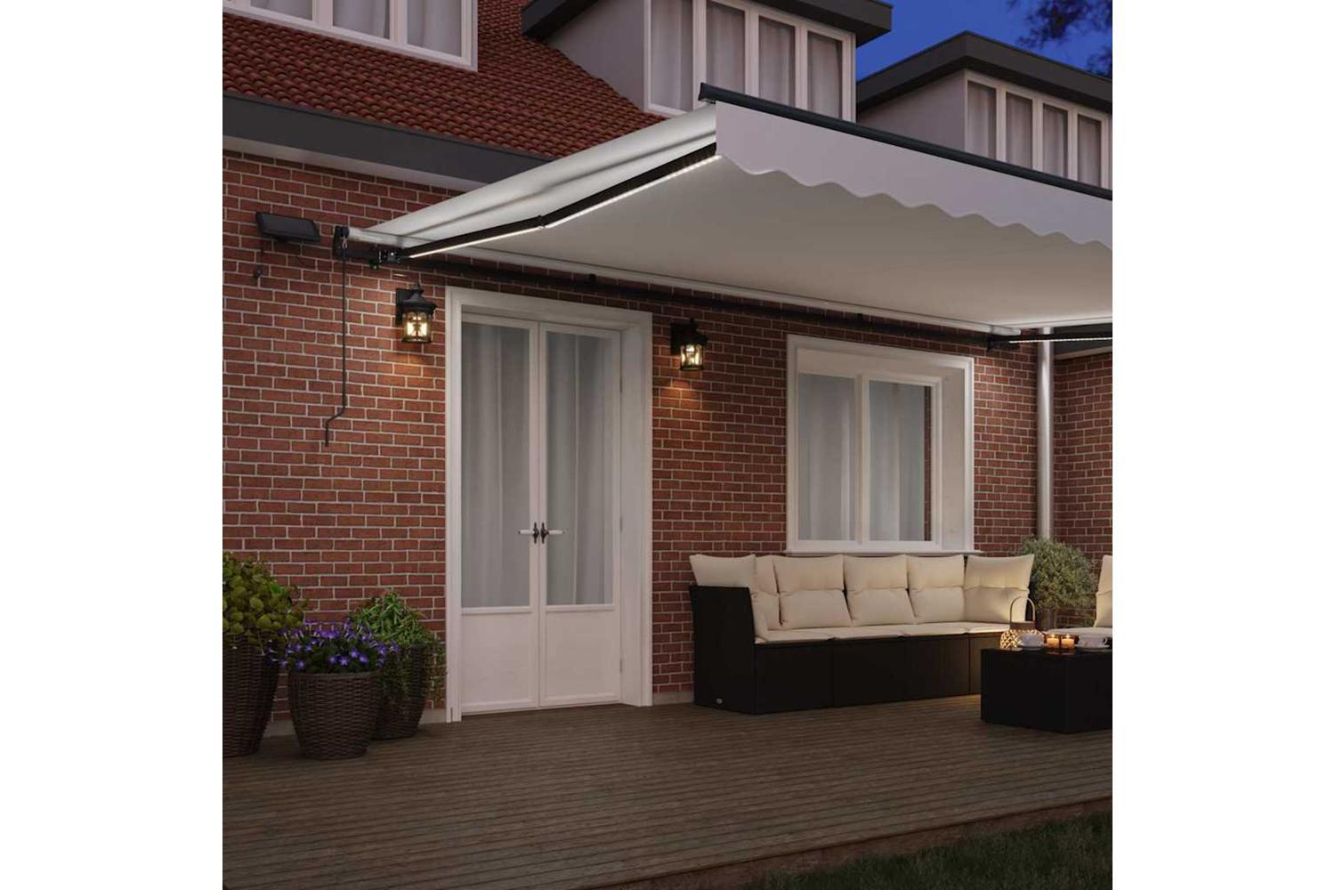 Vidaxl Retractable Awning Manual White 500 X 350 Cm Fabric-3