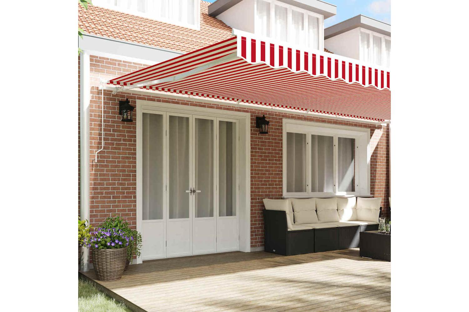 Vidaxl Retractable Awning Red And White 600 X 300 Cm Polyester Metal-3