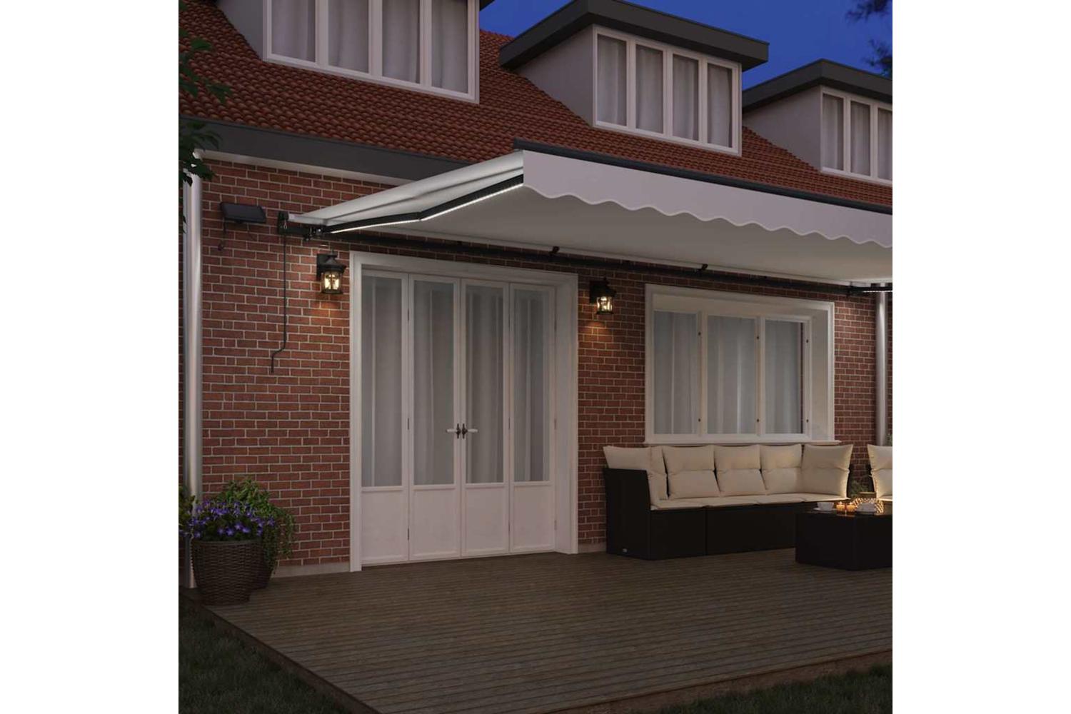 Vidaxl Retractable Awning Manual White 600 X 300 Cm Fabric-3