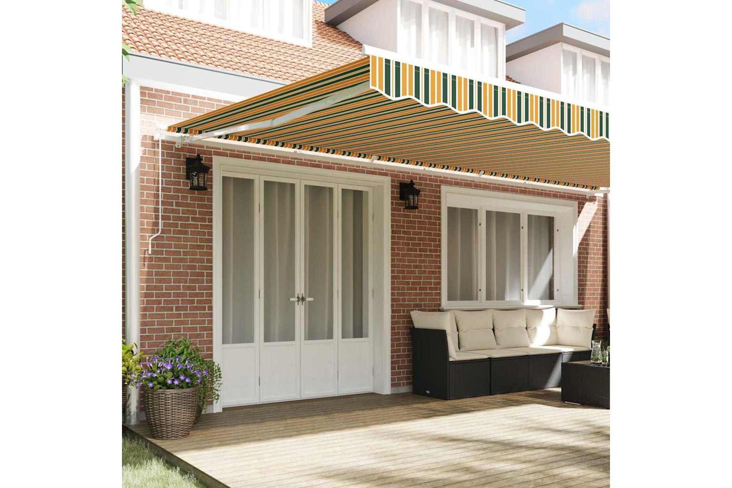 Vidaxl Retractable Awning Retractable Green And Yellow 600 X 300 Cm-3