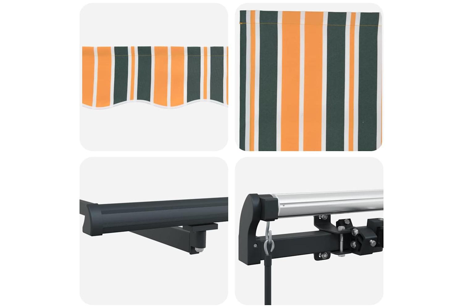 Vidaxl Retractable Awning Manual Green And Yellow 600 X 300 Cm Fabric-8