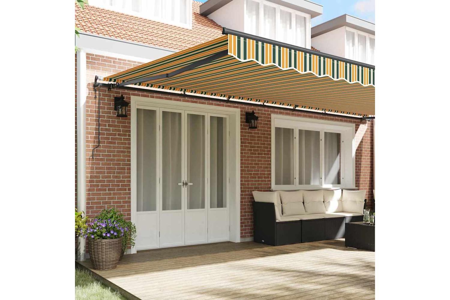 Vidaxl Retractable Awning Green And Yellow 600 X 300 Cm Fabric-3