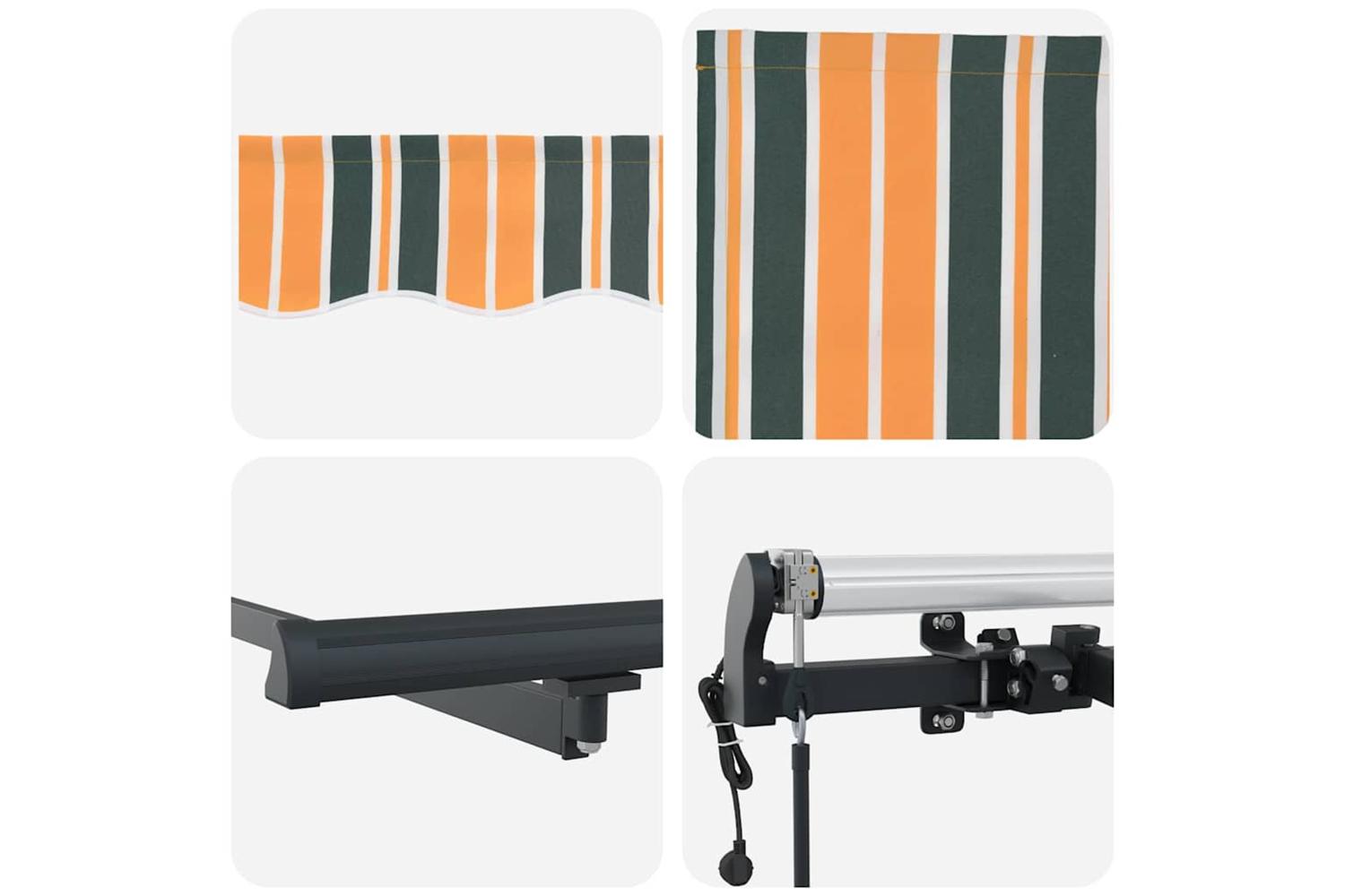 Vidaxl Retractable Awning Green And Yellow 600 X 300 Cm Fabric-8