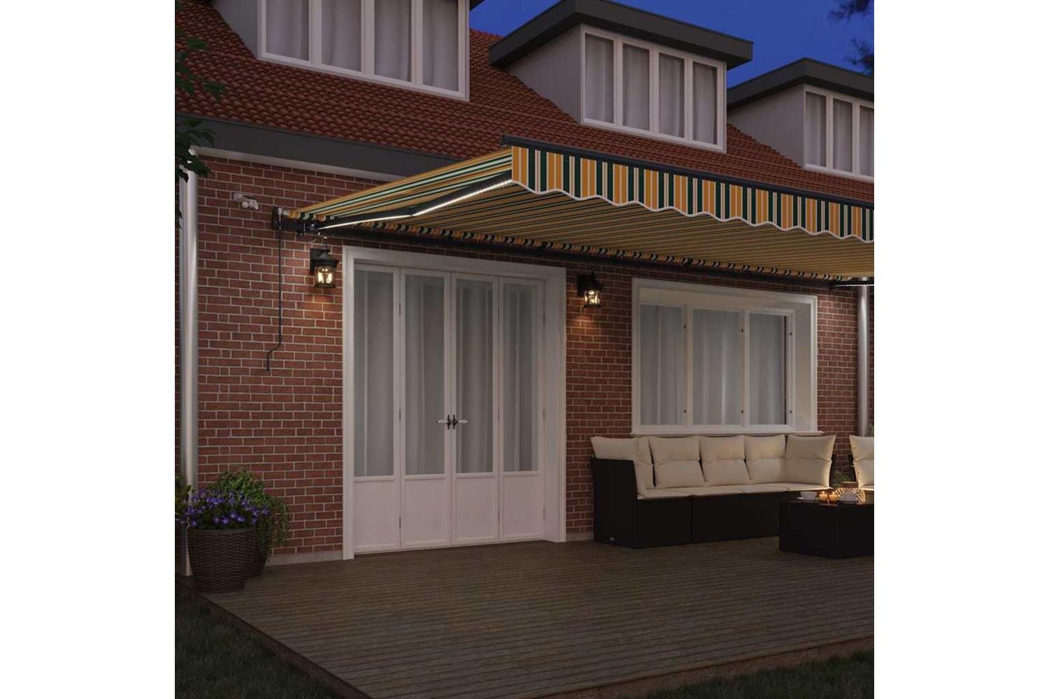 Vidaxl Retractable Awning With Green And Yellow 600 X 300 Cm Fabric-3