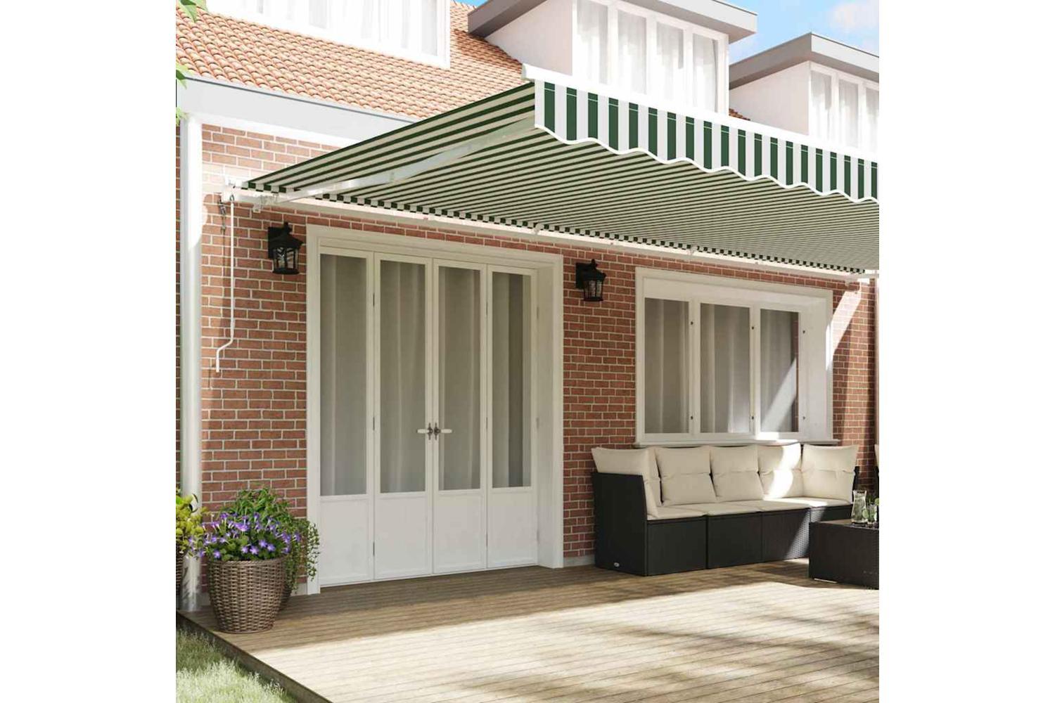 Vidaxl Retractable Awning 600 X 300 Cm Green And White-3