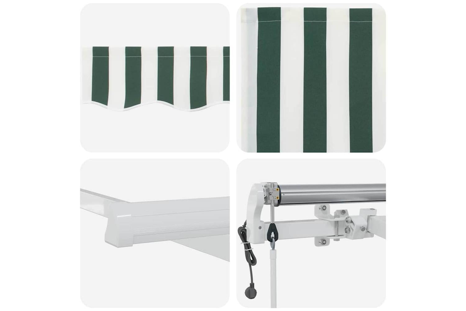 Vidaxl Retractable Awning 600 X 300 Cm Green And White-8