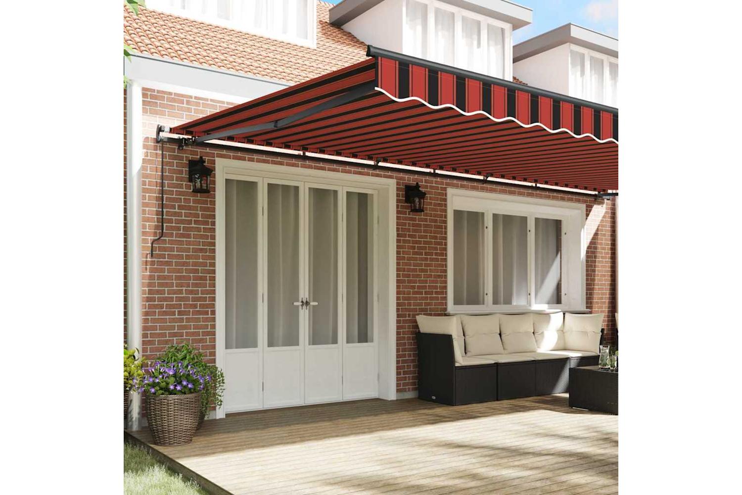 Vidaxl Retractable Awning Manual Orange And Brown 600 X 350 Cm Fabric-3