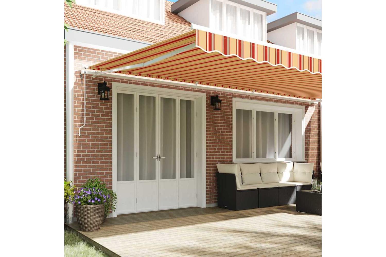 Vidaxl Retractable Awning 600 X 350 Cm Yellow And Orange-3