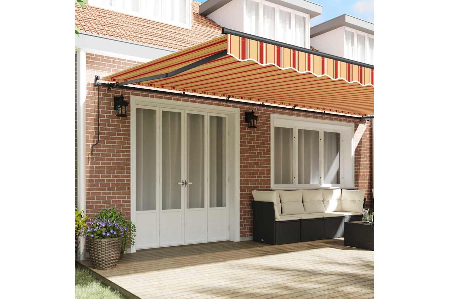 Vidaxl Retractable Awning Manual Yellow And Orange 600 X 350 Cm Fabric-3