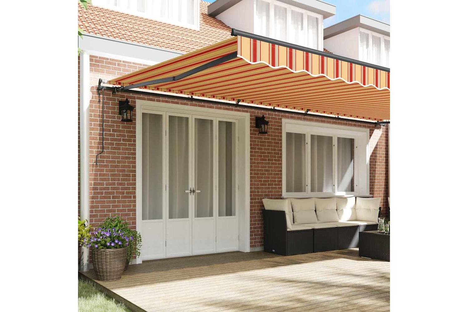 Vidaxl Retractable Awning Yellow And Orange 600 X 350 Cm Fabric-3