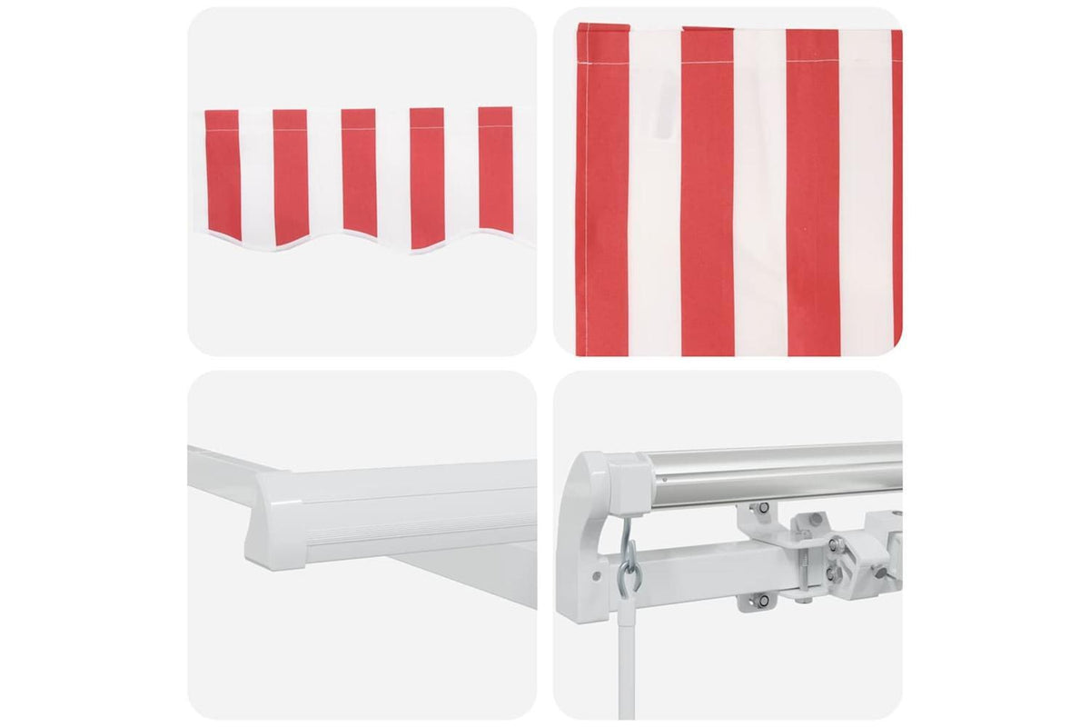 Vidaxl Retractable Awning Red And White 600 X 350 Cm Polyester Metal-8