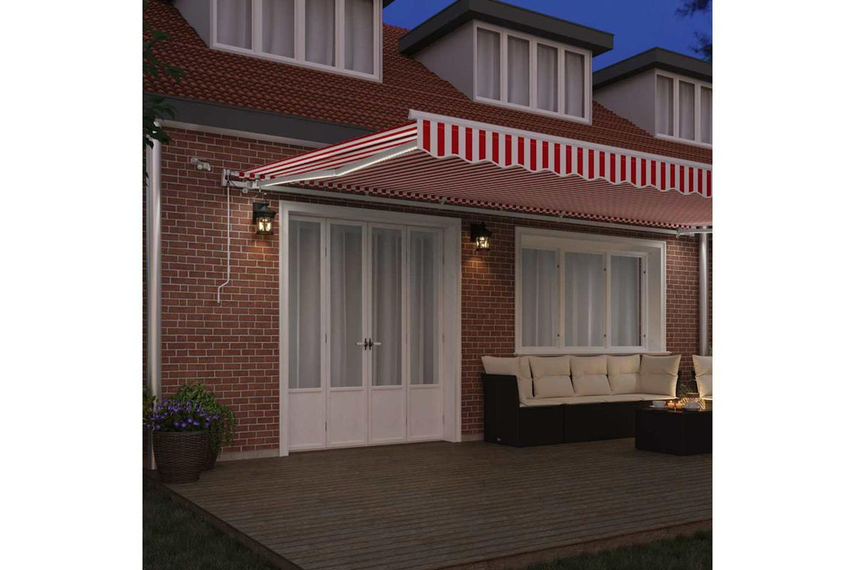 Vidaxl Retractable Awning Red And White 600 X 350 Cm Fabric And Metal-3