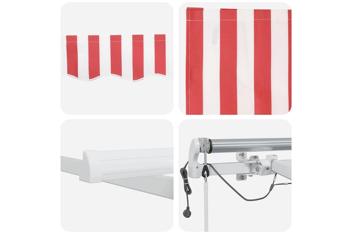 Vidaxl Retractable Awning Red And White 600 X 350 Cm Fabric And Metal-10