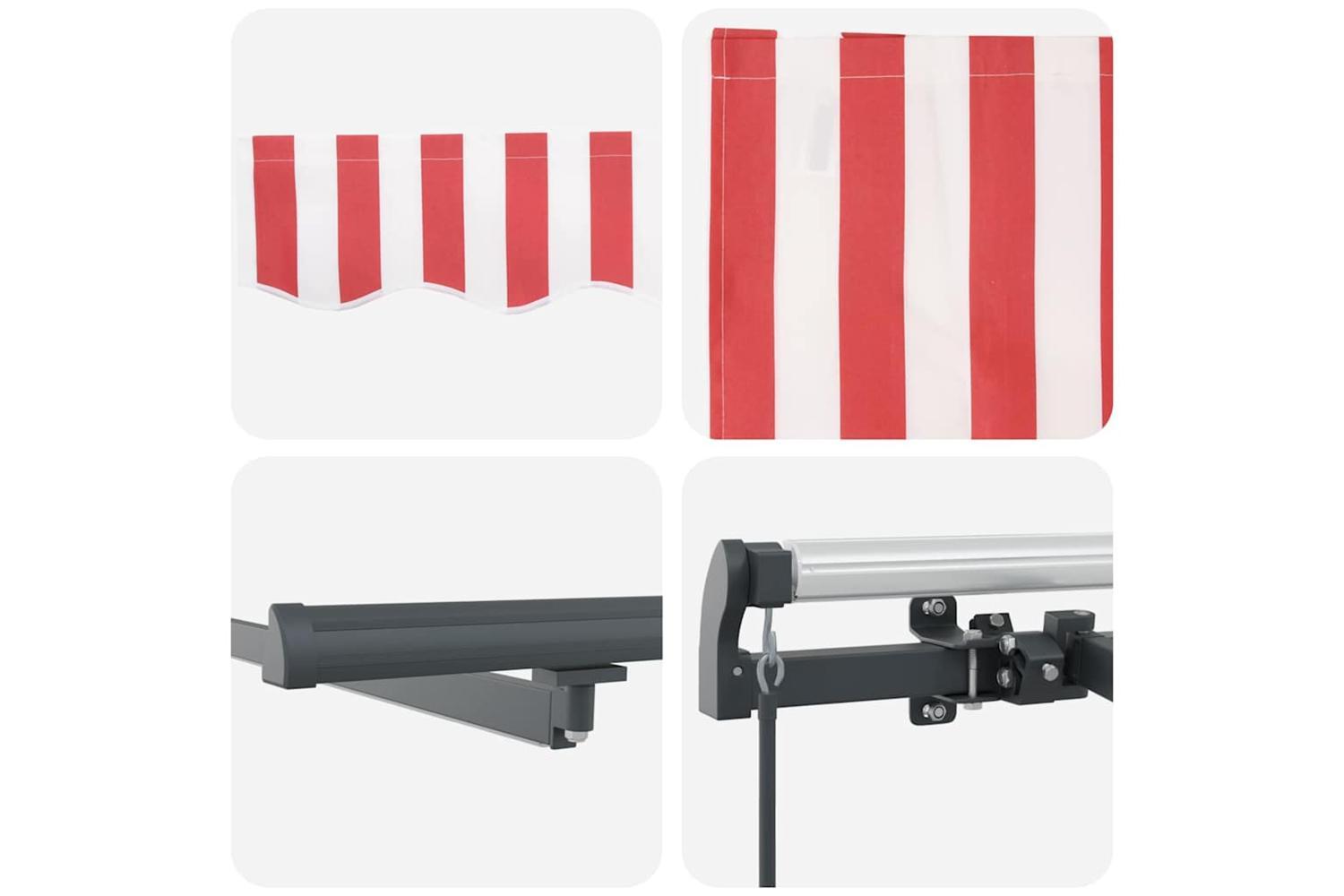 Vidaxl Retractable Awning Manual Red And White 600 X 350 Cm Fabric-10