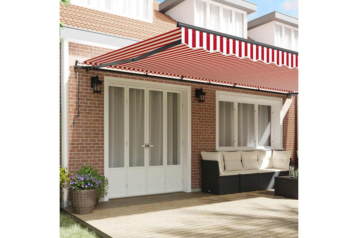 Vidaxl Retractable Awning Red And White 600 X 350 Cm Fabric-3