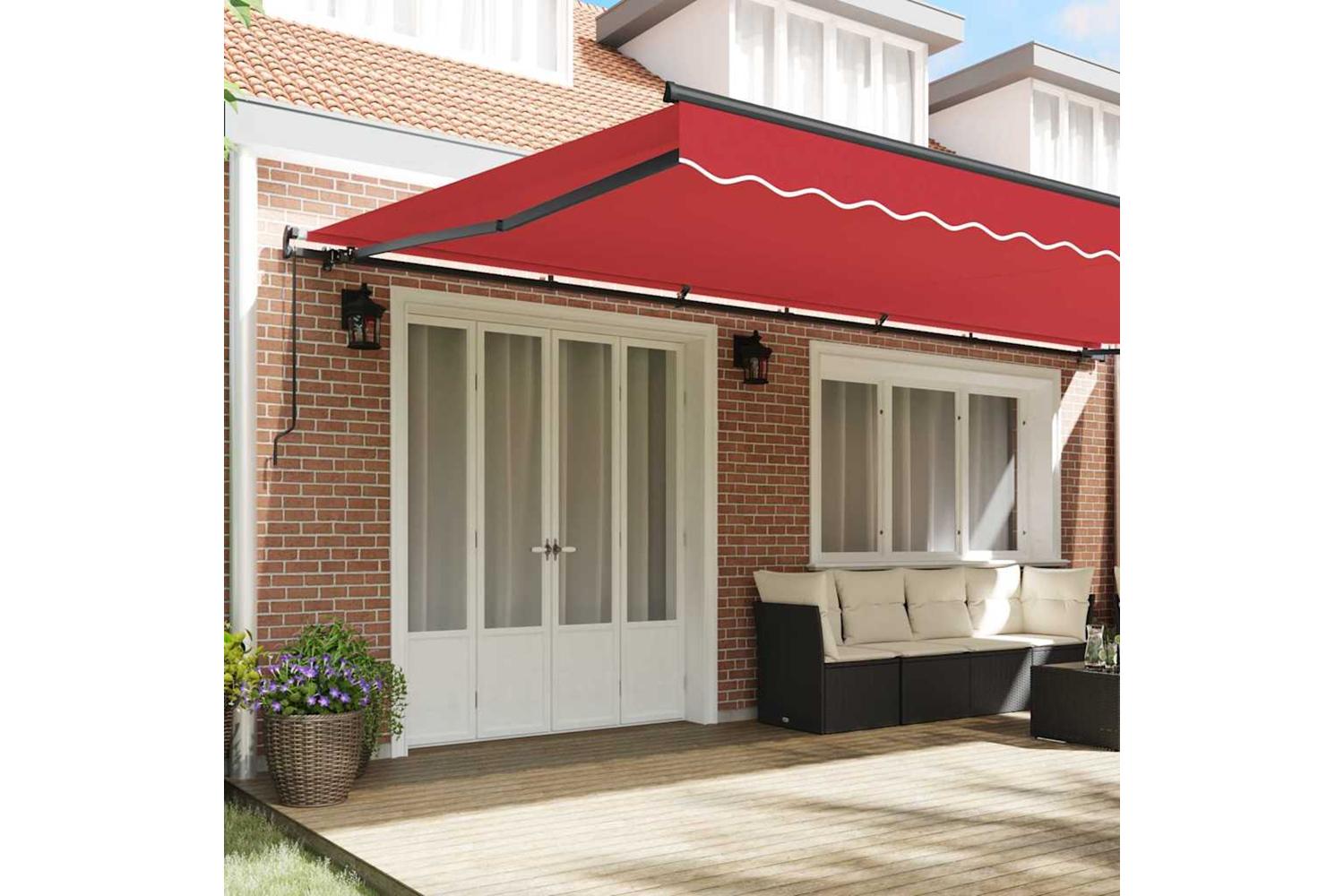 Vidaxl Retractable Awning Manual Red 600 X 350 Cm Fabric-3