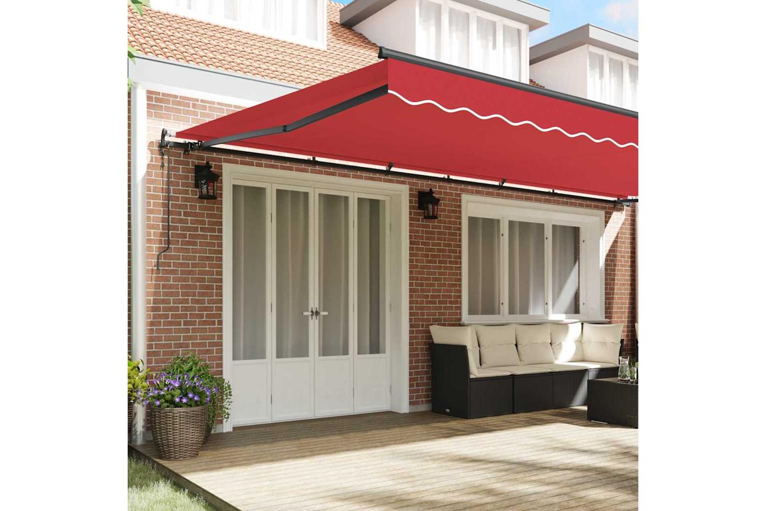 Vidaxl Retractable Awning Red 600 X 350 Cm Fabric-3