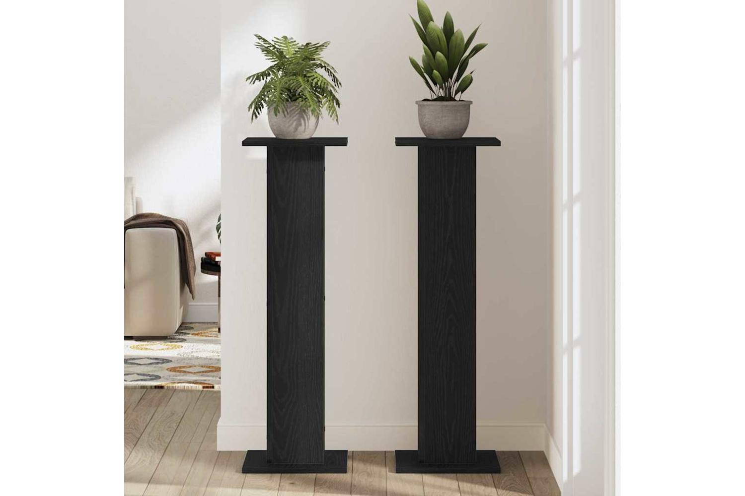 Vidaxl Plant Stand 2 Pcs Black Oak 30 X 30 X 95 Cm Engineered Wood-4