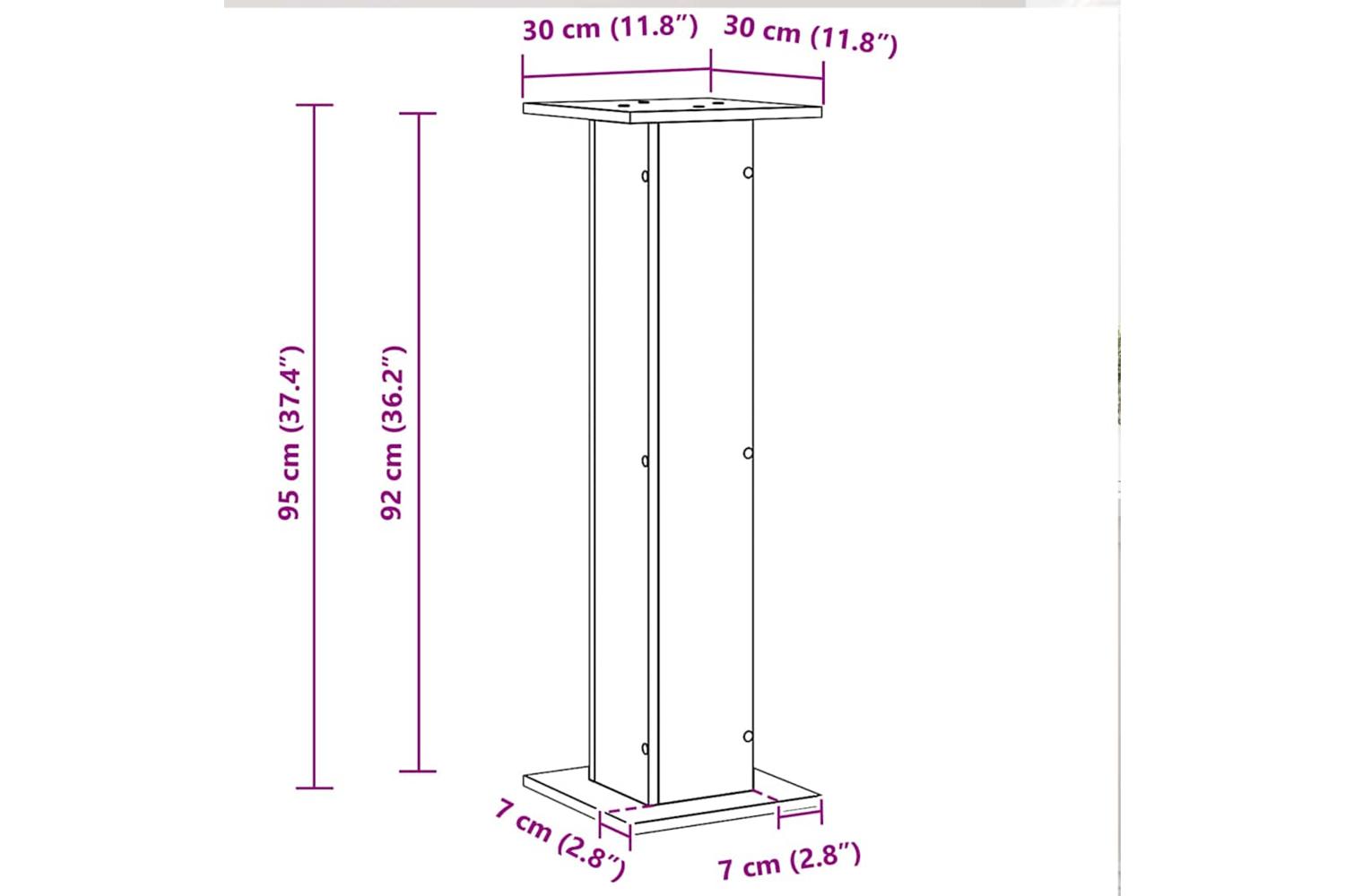 Vidaxl Plant Stand 2 Pcs Black Oak 30 X 30 X 95 Cm Engineered Wood-10