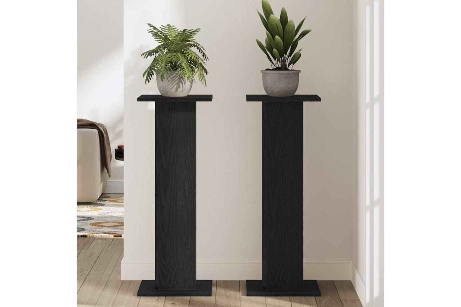 Vidaxl Plant Stand 2 Pcs Black Oak 30 X 30 X 80 Cm Engineered Wood-4