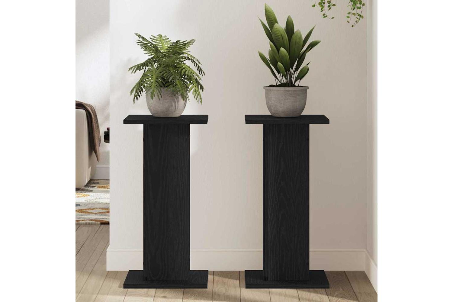 Vidaxl Plant Stand 2 Pcs Black Oak 30 X 30 X 60 Cm Engineered Wood-4