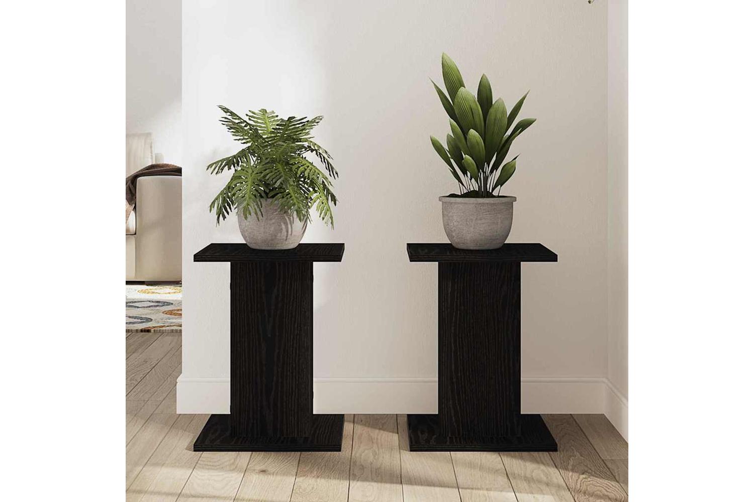 Vidaxl Plant Stand 2 Pcs Black Oak 30 X 30 X 40 Cm Engineered Wood-4