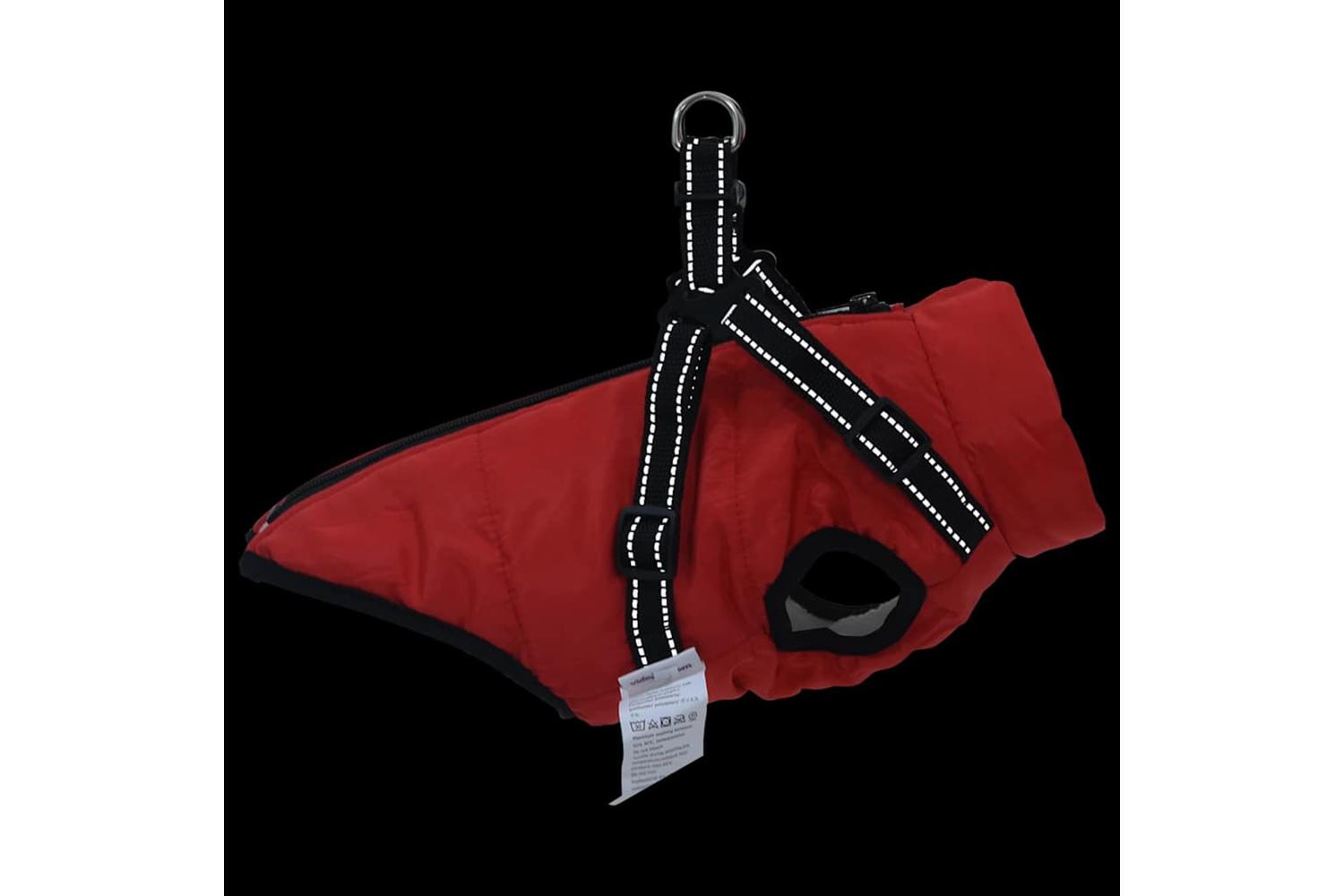 Vidaxl Dog Coat With Harness Red S Fleece And Polyester-9