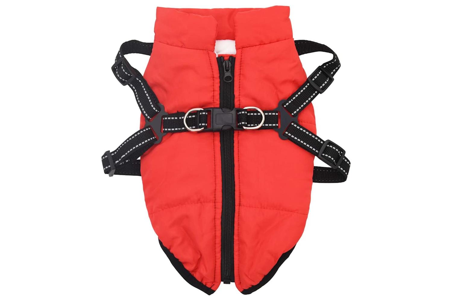 Vidaxl Dog Coat With Harness Red 2xl Fleece And Polyester-2