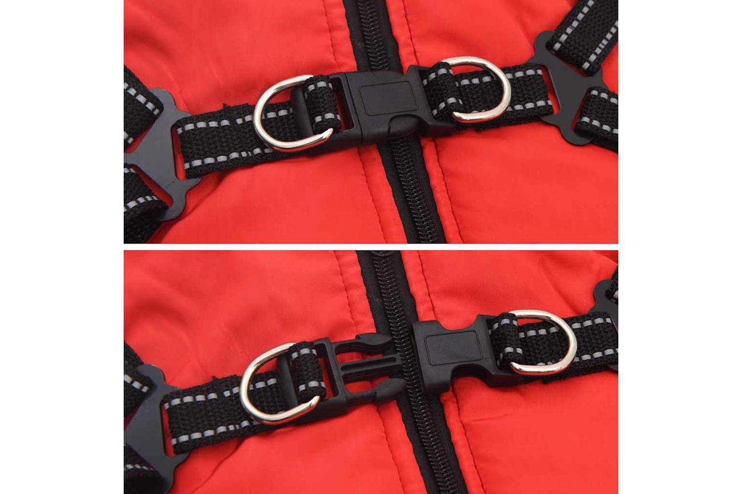 Vidaxl Dog Coat With Harness Red 2xl Fleece And Polyester-6