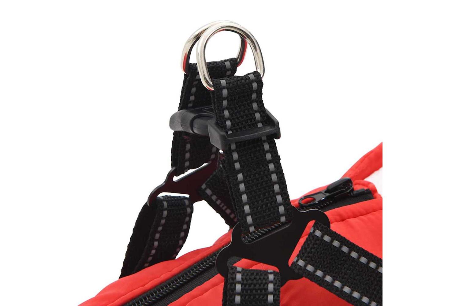 Vidaxl Dog Coat With Harness Red 2xl Fleece And Polyester-8