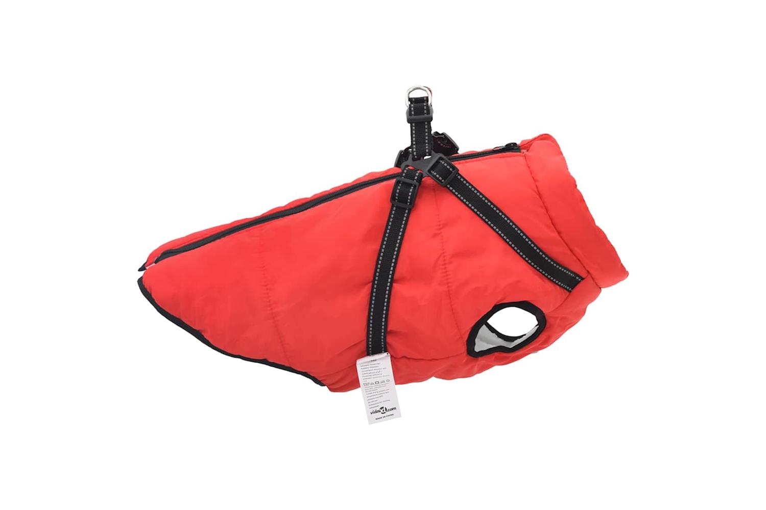 Vidaxl Dog Coat With Harness Red 3xl Fleece And Polyester-4