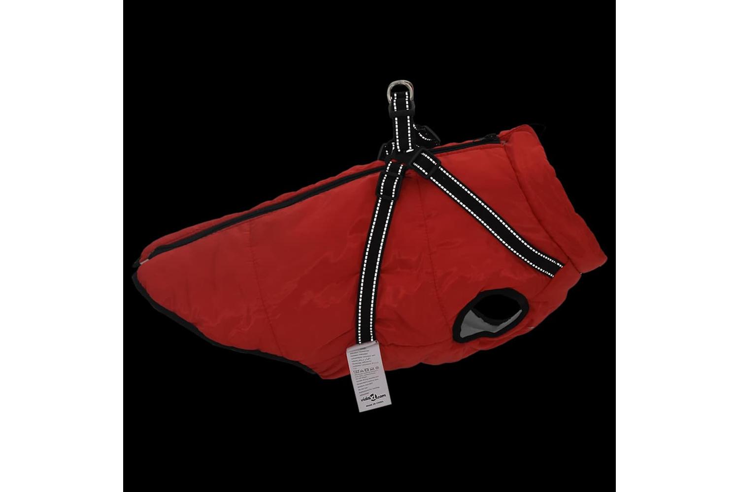 Vidaxl Dog Coat With Harness Red 5xl Fleece And Polyester-9