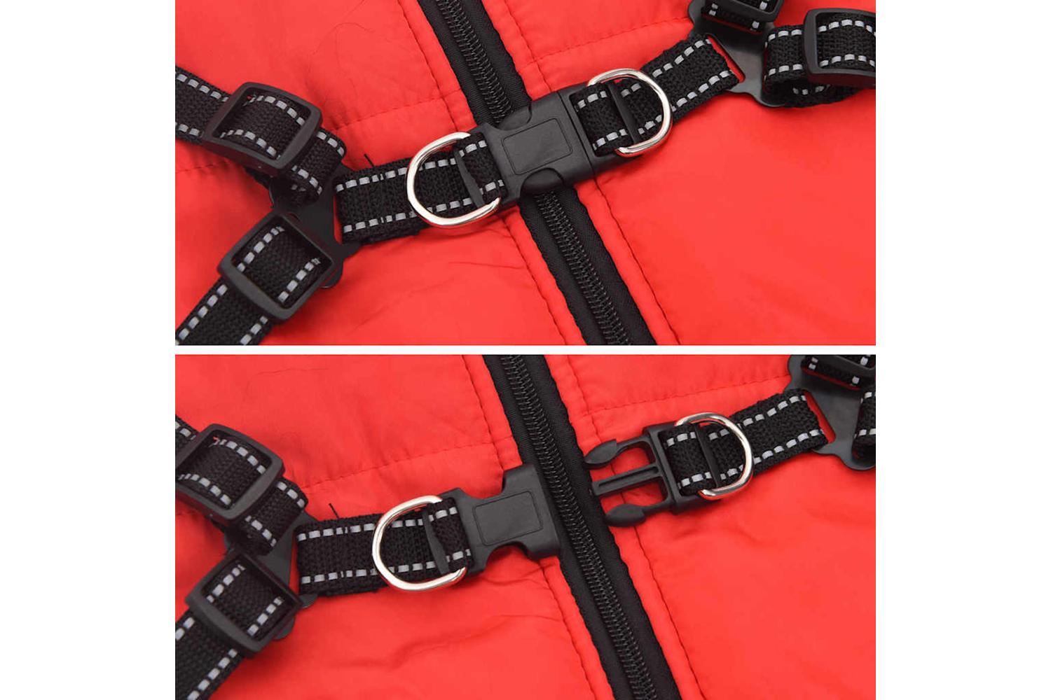 Vidaxl Dog Coat With Harness Red 6xl Fleece And Polyester-6