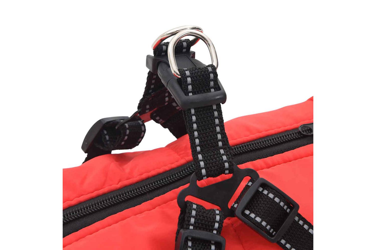 Vidaxl Dog Coat With Harness Red 6xl Fleece And Polyester-8