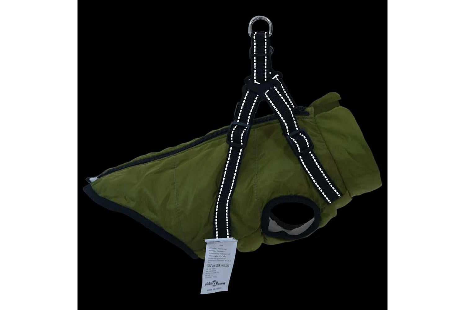 Vidaxl Dog Coat With Harness Army Green S Fleece And Polyester-9