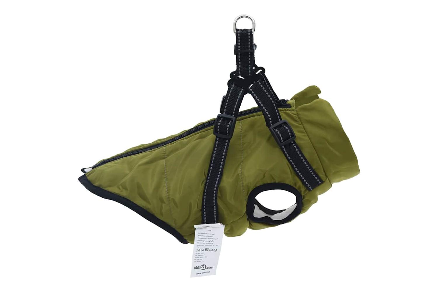 Vidaxl Dog Coat With Harness Army Green 2xl Fleece And Polyester-4