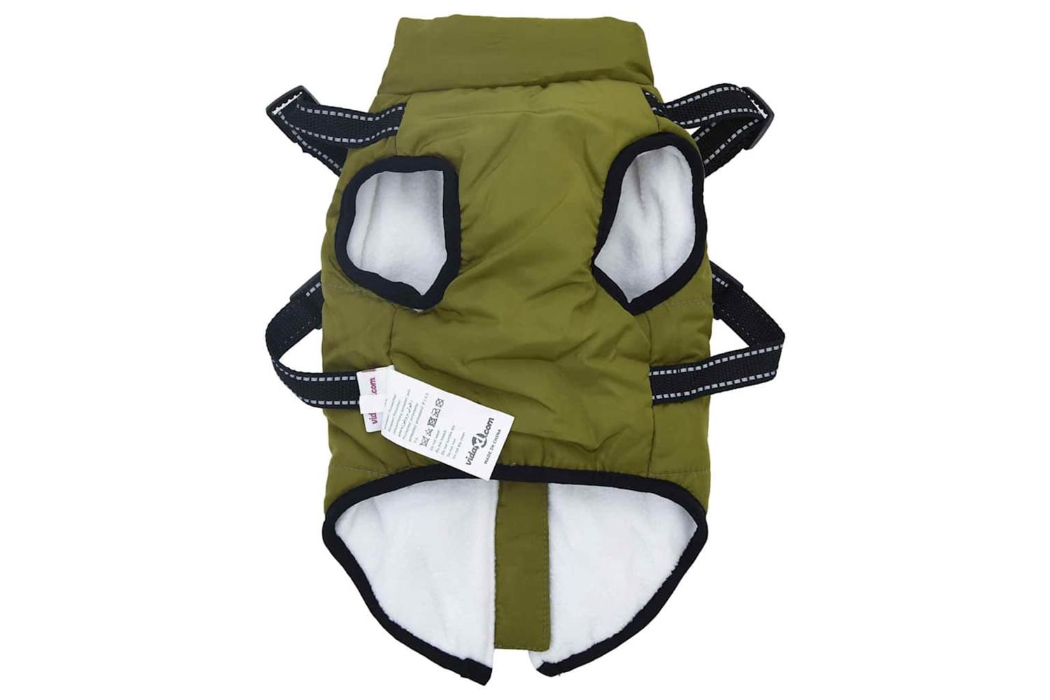 Vidaxl Dog Coat With Harness Army Green 2xl Fleece And Polyester-5