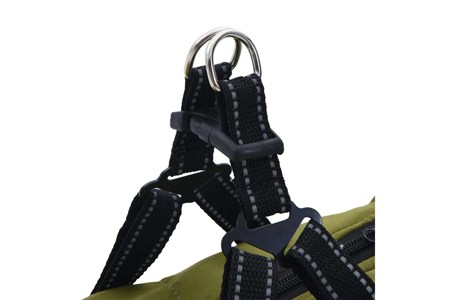Vidaxl Dog Coat With Harness Army Green 2xl Fleece And Polyester-8
