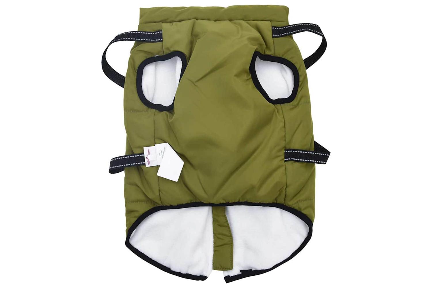 Vidaxl Dog Coat With Harness Army Green 3xl Fleece And Polyester-5