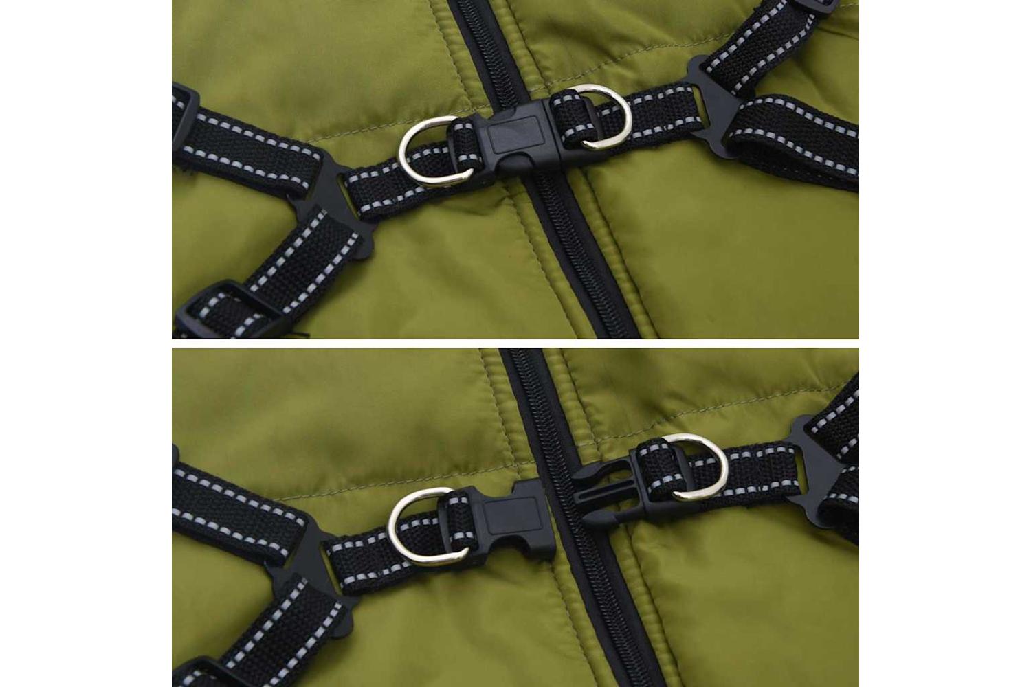 Vidaxl Dog Coat With Harness Army Green 5xl Fleece And Polyester-6