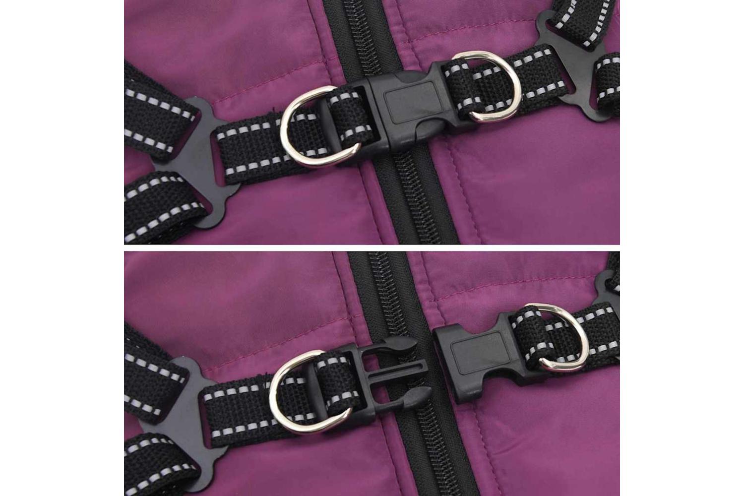 Vidaxl Dog Coat With Harness Purple L Fleece And Polyester-6