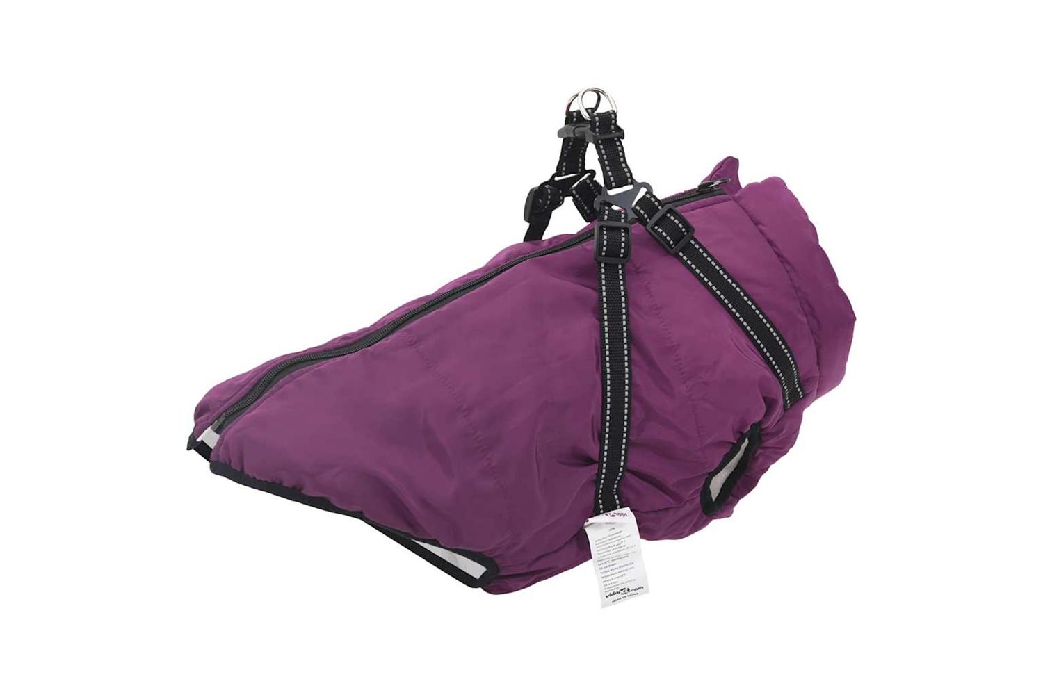 Vidaxl Dog Coat With Harness Purple 4xl Fleece And Polyester